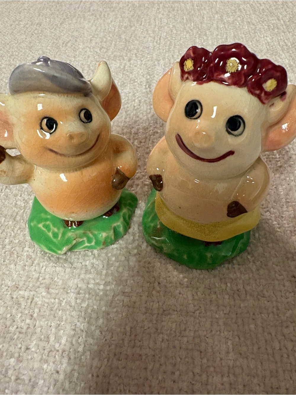 Set of Made in Japan Ceramic small pigs decor.